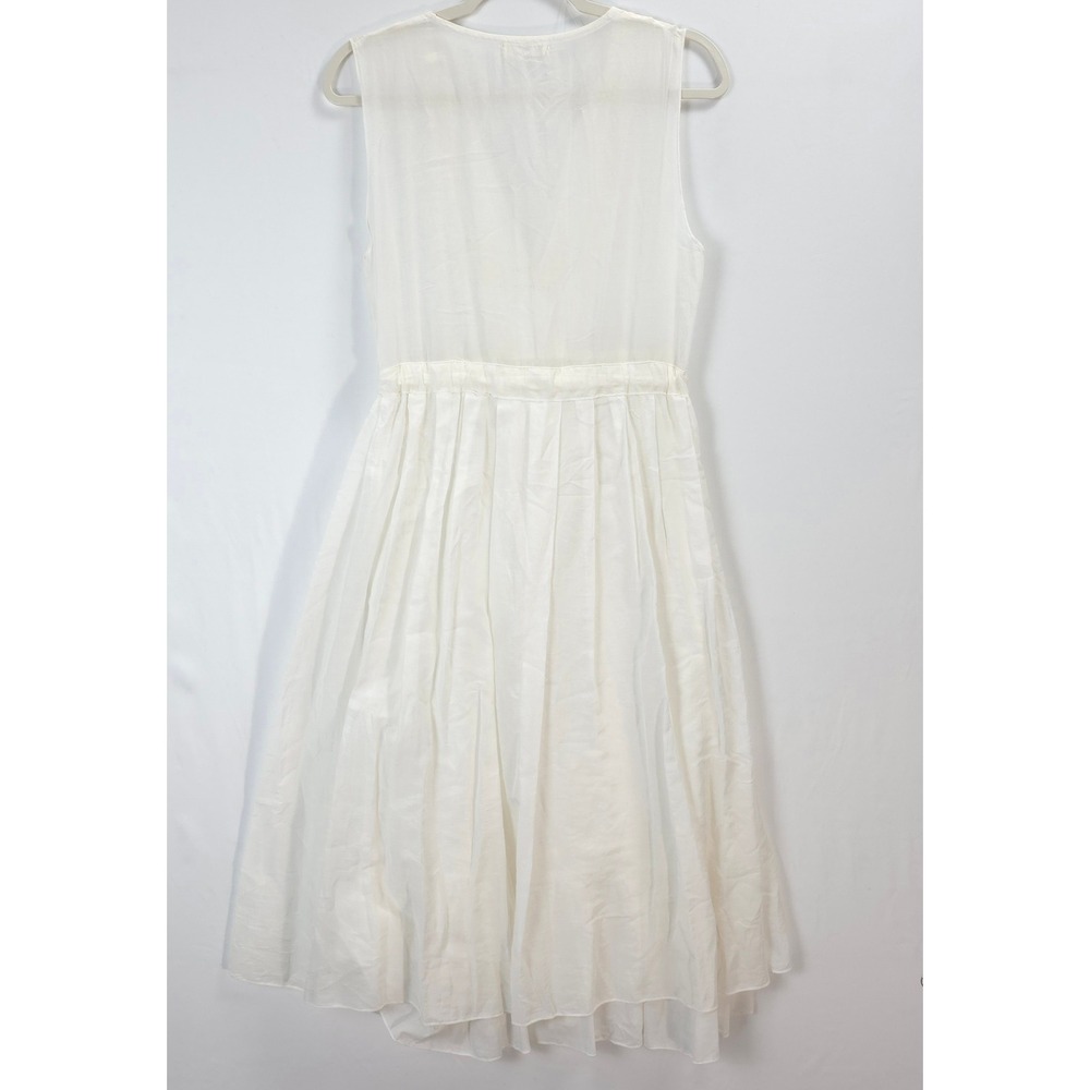 CP Shades Off White Dress Women S Cotton Silk Tie Waist Quiet Luxury Feminine - Picture 3 of 14